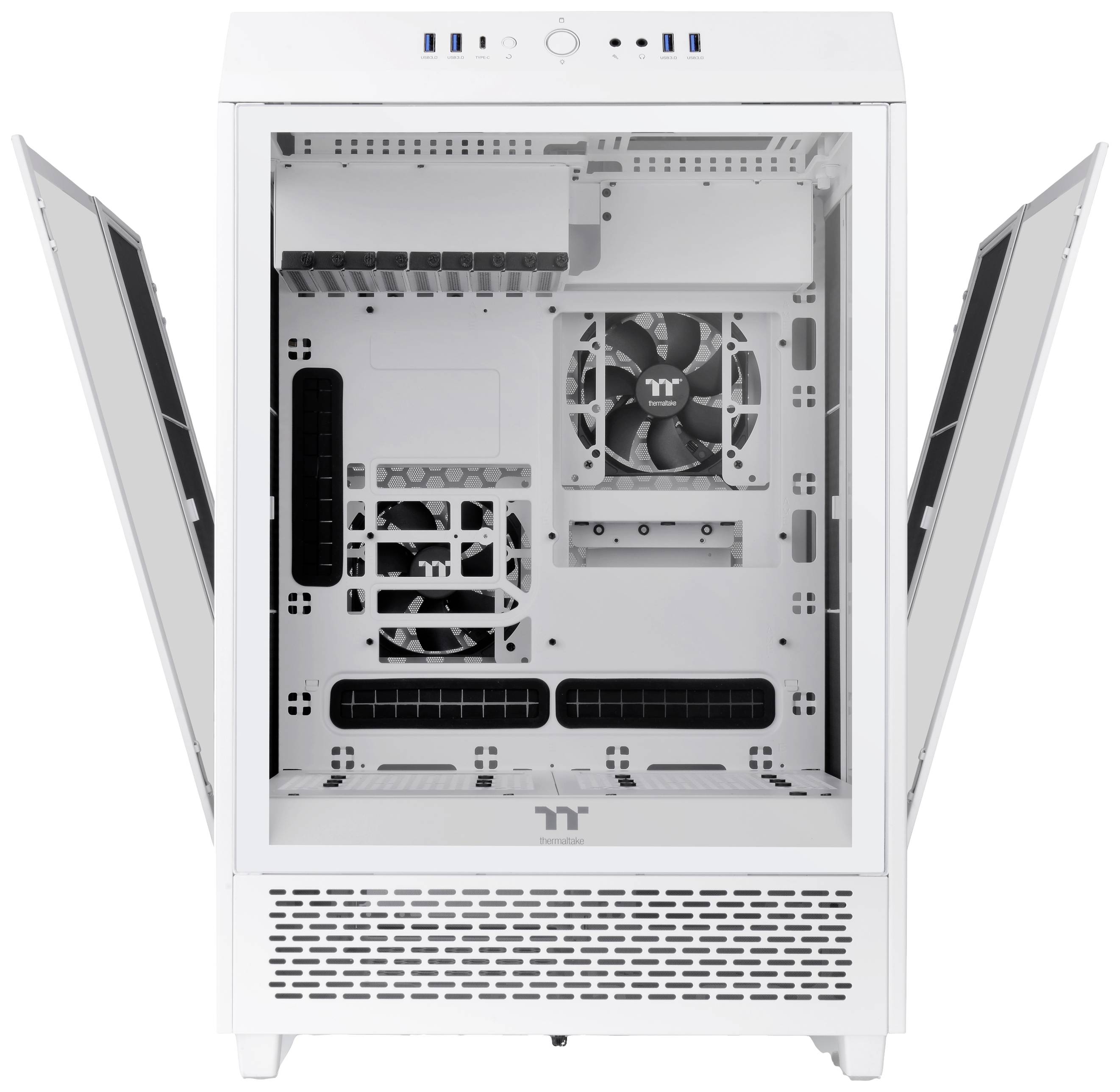 Thermaltake CA-1X1-00M6WN-00 Full Tower PC-Gehäuse Weiß LCS Kompatibel, Seitenfenster, Für DIY Wasserkühlung geeignet, Für AIO Wasserkühlung ge