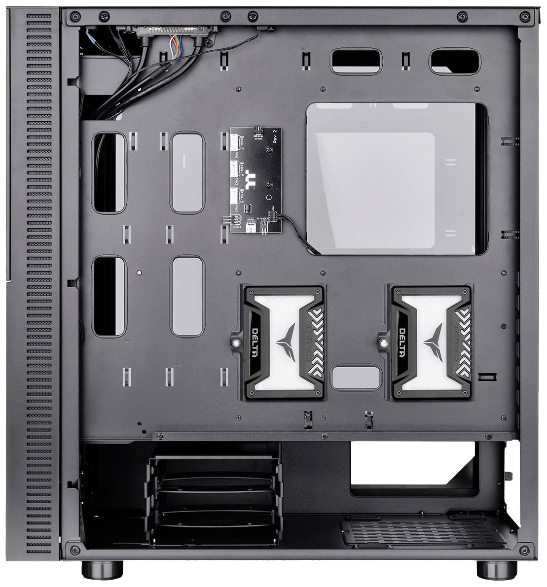 Thermaltake CA-1W1-00M1WN-01 Midi-Tower PC-Gehäuse Schwarz 3 Vorinstallierte LED Lüfter, LCS Kompatibel, Seitenfenster, Für DIY