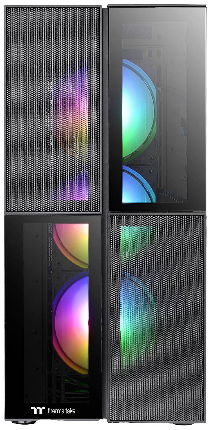 Thermaltake CA-1W1-00M1WN-01 Midi-Tower PC-Gehäuse Schwarz 3 Vorinstallierte LED Lüfter, LCS Kompatibel, Seitenfenster, Für DIY