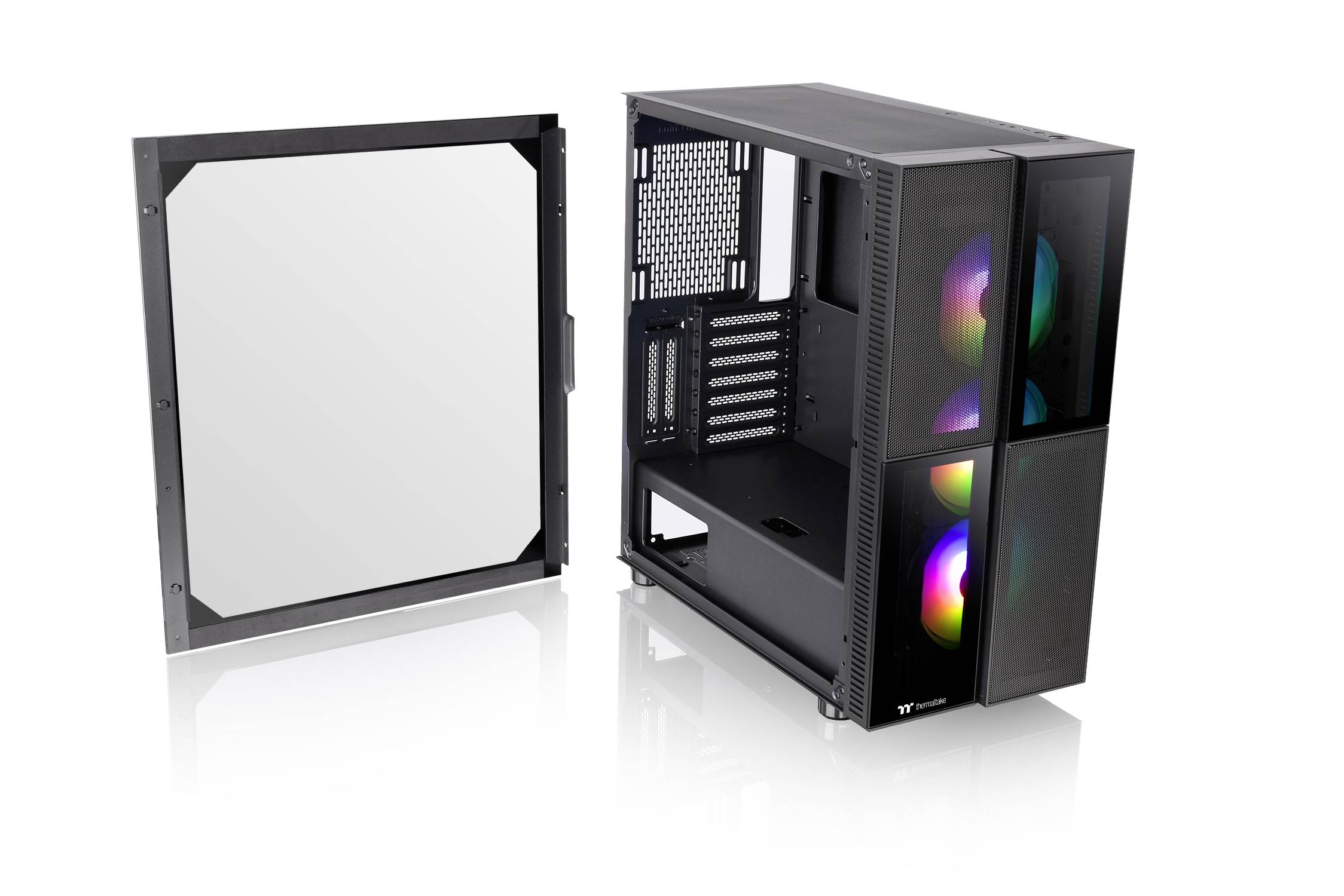 Thermaltake CA-1W1-00M1WN-01 Midi-Tower PC-Gehäuse Schwarz 3 Vorinstallierte LED Lüfter, LCS Kompat
