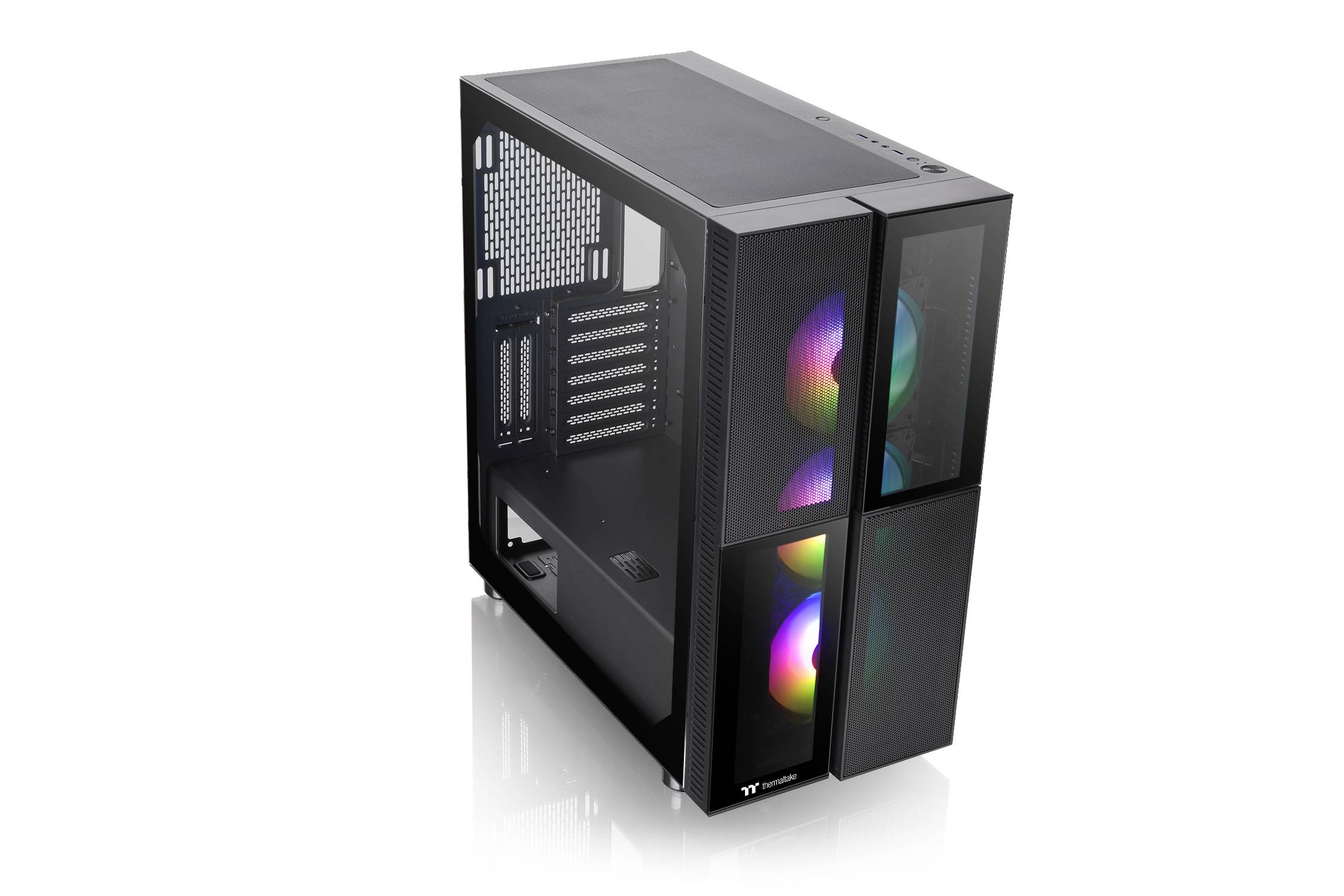 Thermaltake CA-1W1-00M1WN-01 Midi-Tower PC-Gehäuse Schwarz 3 Vorinstallierte LED Lüfter, LCS Kompat