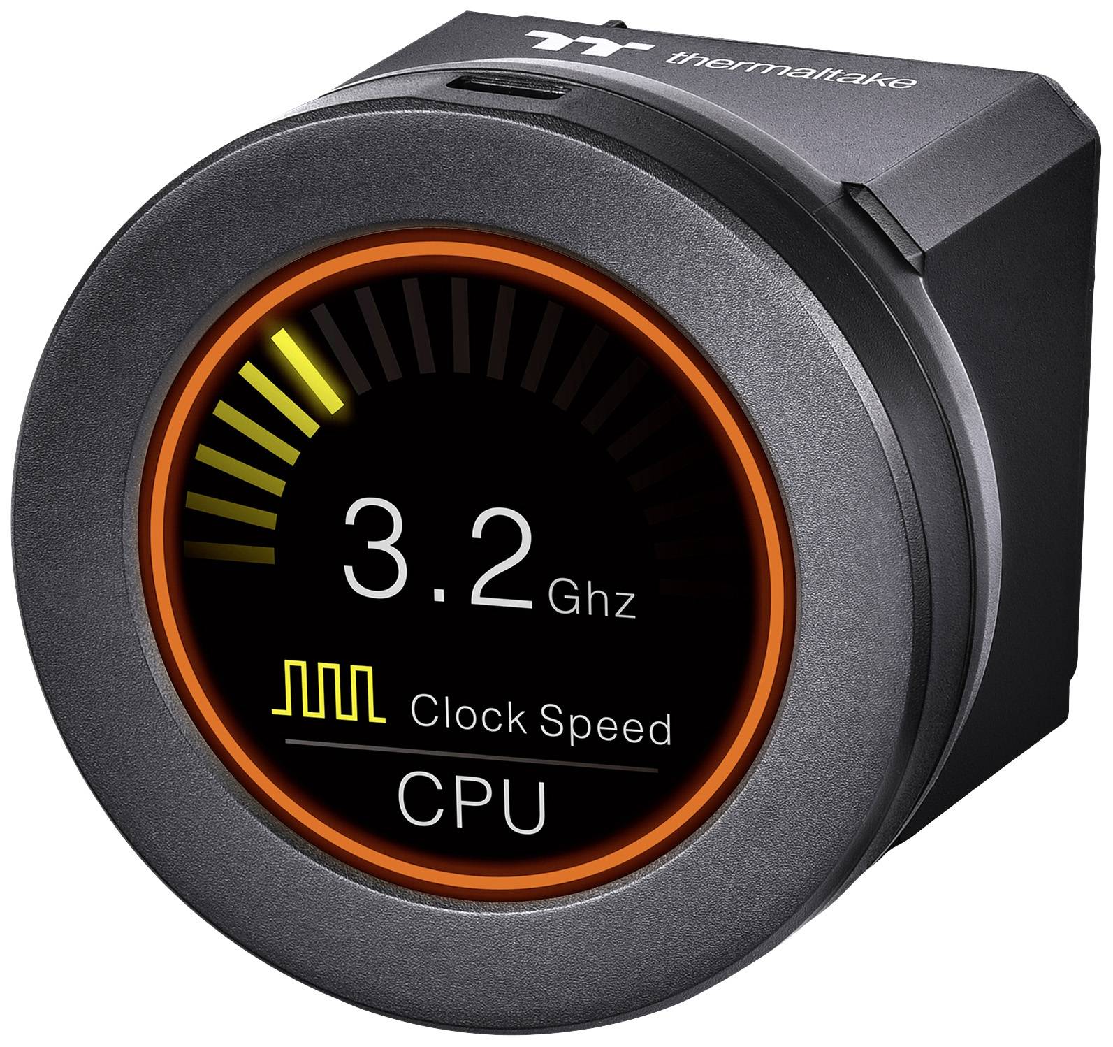CPU-Monitor-Anzeige zeigt '3.2 GHz Clock Speed'. Technische Darstellung der Taktfrequenz eines Prozessors in einem digitalen Format.