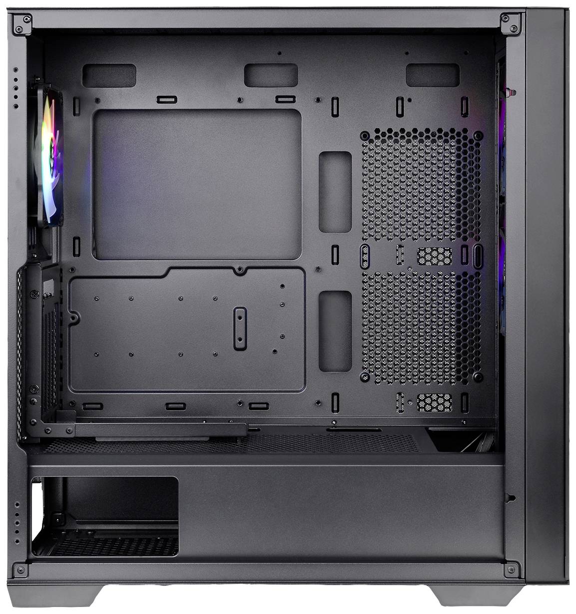 Thermaltake CA-1S4-00M1WN-00 Midi-Tower PC-Gehäuse Schwarz 3 Vorinstallierte LED Lüfter, LCS Kompatibel, Seitenfenster, Für DIY