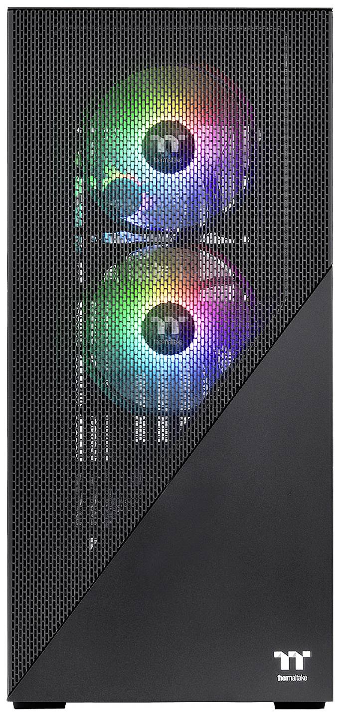 Thermaltake CA-1S4-00M1WN-00 Midi-Tower PC-Gehäuse Schwarz 3 Vorinstallierte LED Lüfter, LCS Kompatibel, Seitenfenster, Für DIY