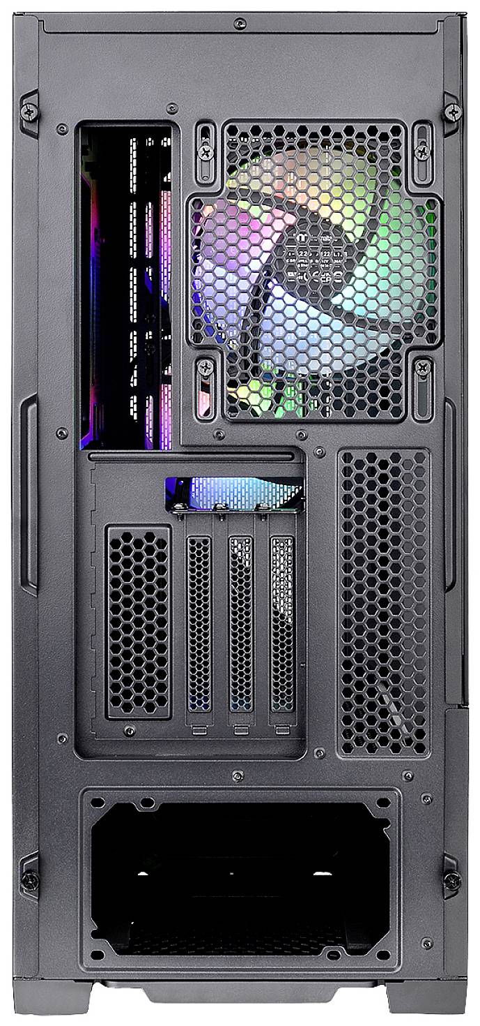 Thermaltake CA-1S4-00M1WN-00 Midi-Tower PC-Gehäuse Schwarz 3 Vorinstallierte LED Lüfter, LCS Kompatibel, Seitenfenster, Für DIY