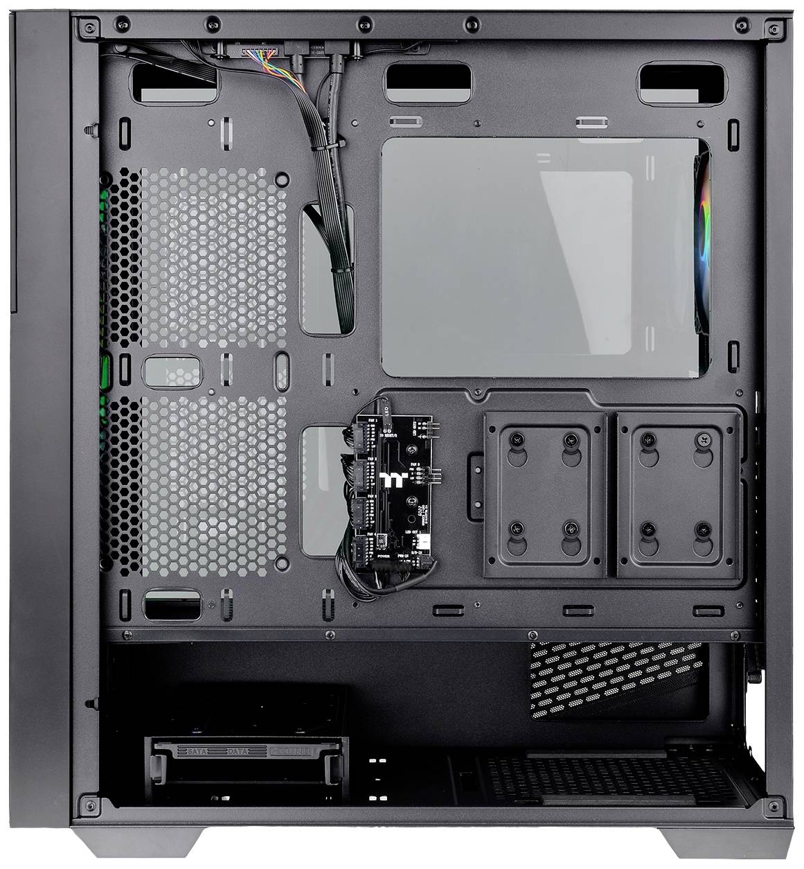 Thermaltake CA-1S4-00M1WN-00 Midi-Tower PC-Gehäuse Schwarz 3 Vorinstallierte LED Lüfter, LCS Kompatibel, Seitenfenster, Für DIY