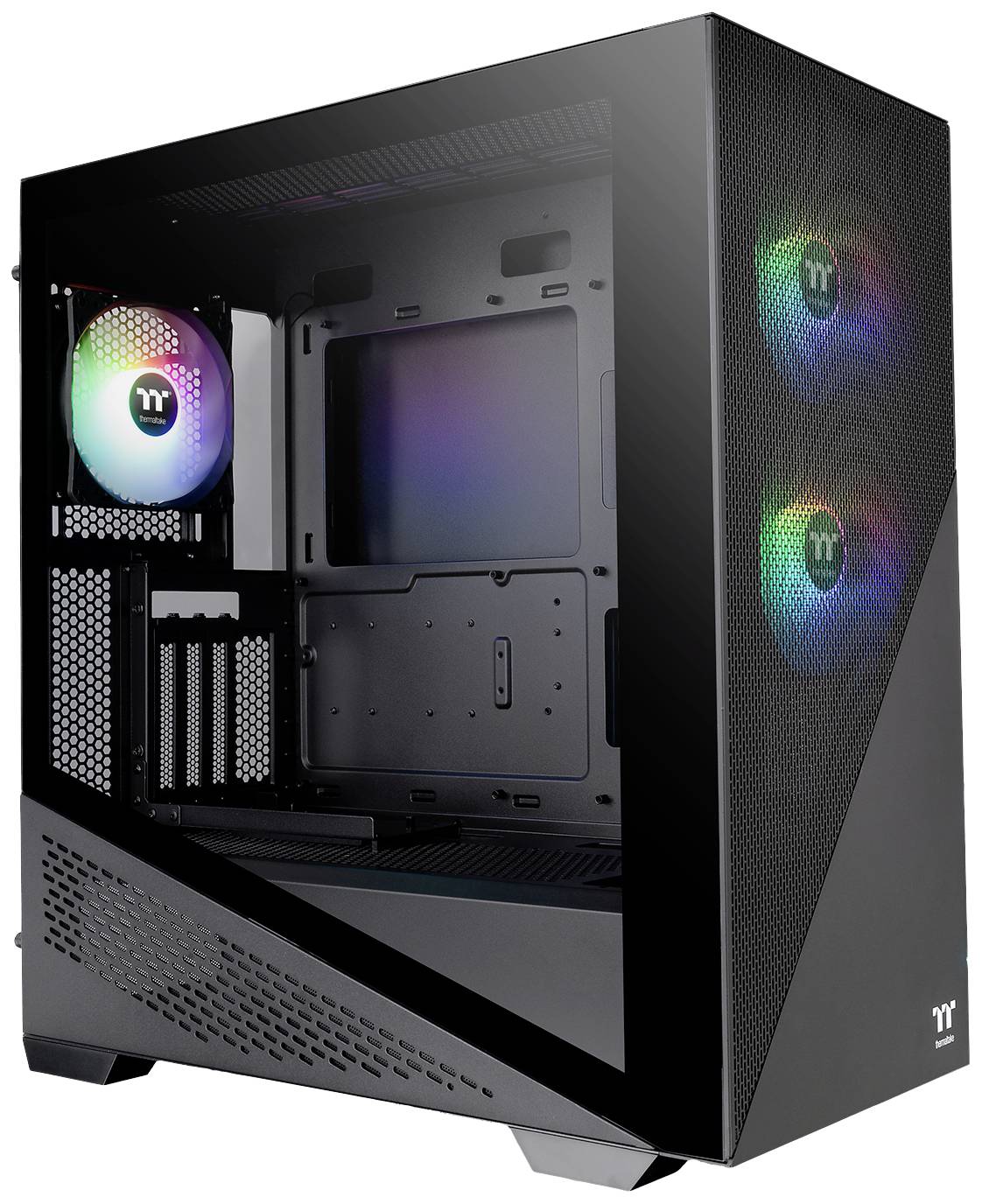 Thermaltake CA-1S4-00M1WN-00 Midi-Tower PC-Gehäuse Schwarz 3 Vorinstallierte LED Lüfter, LCS Kompatibel, Seitenfenster, Für DIY
