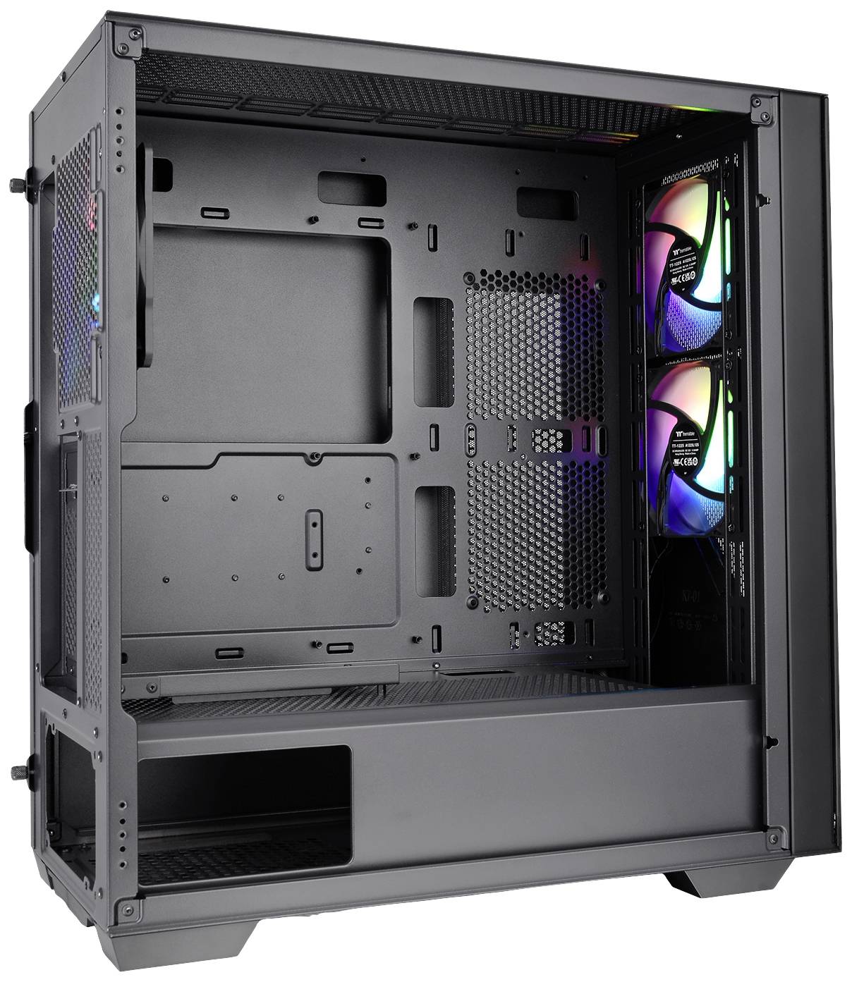 Thermaltake CA-1S4-00M1WN-00 Midi-Tower PC-Gehäuse Schwarz 3 Vorinstallierte LED Lüfter, LCS Kompatibel, Seitenfenster, Für DIY