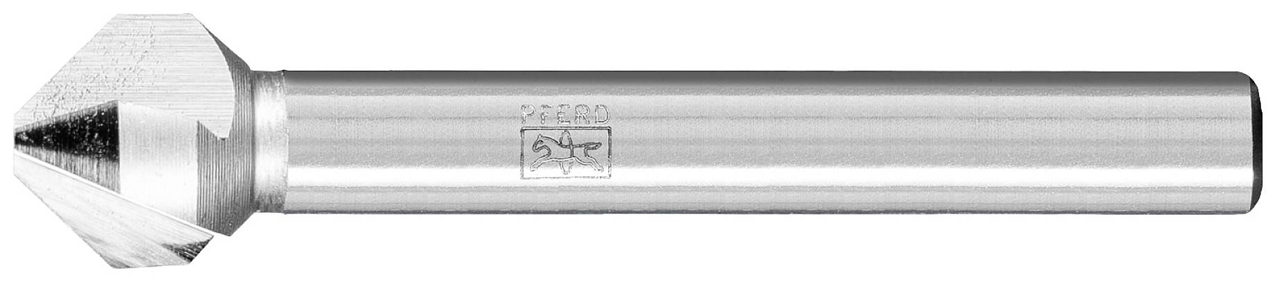 Ein Kegelsenker aus Metall, verwendet zum Ansenken oder Entgraten von Werkstücken. Zylindrischer Schaft, glänzende Oberfläche.