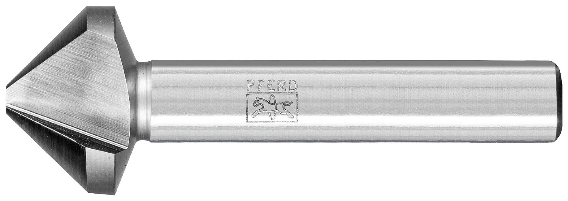 Metallsenker mit konischem Kopf und zylindrischem Schaft, auf weißem Hintergrund. Werkzeug für das Entgraten von Metall.
