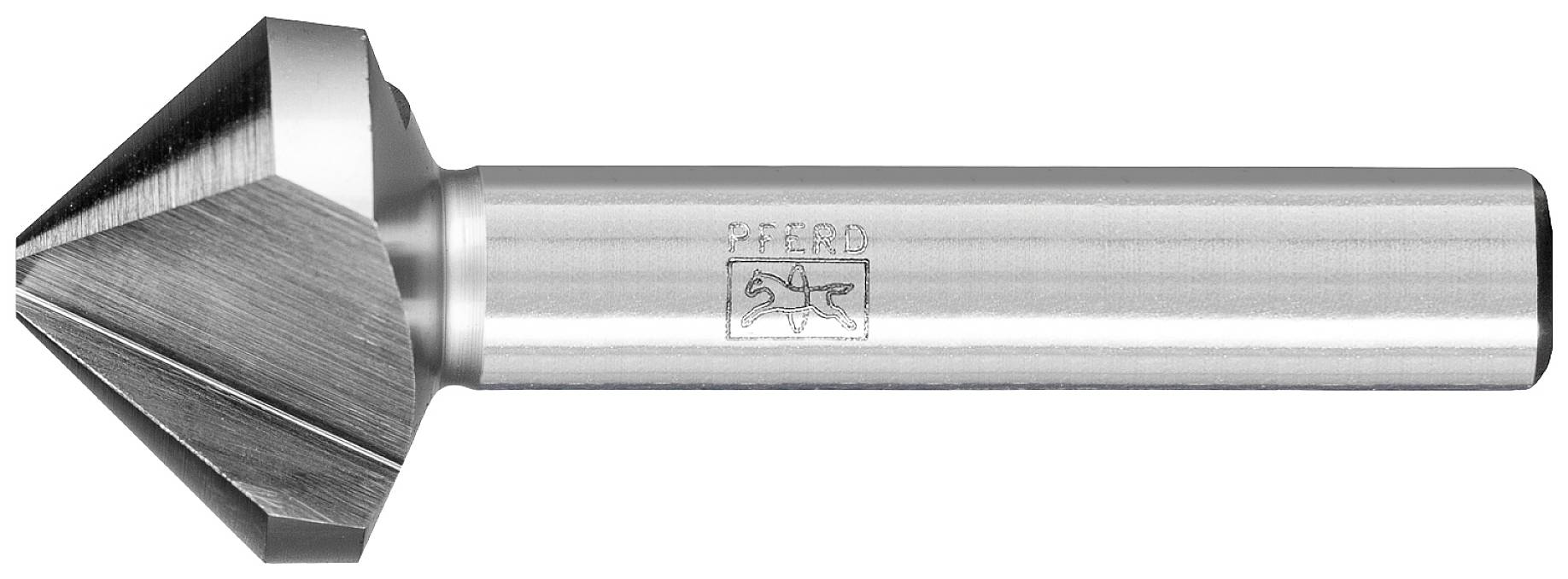 Ein Kegelsenker mit zylindrischem Schaft und kegelförmiger Spitze, verwendet zum Entgraten oder Senken von Schraubenlöchern in Metall.