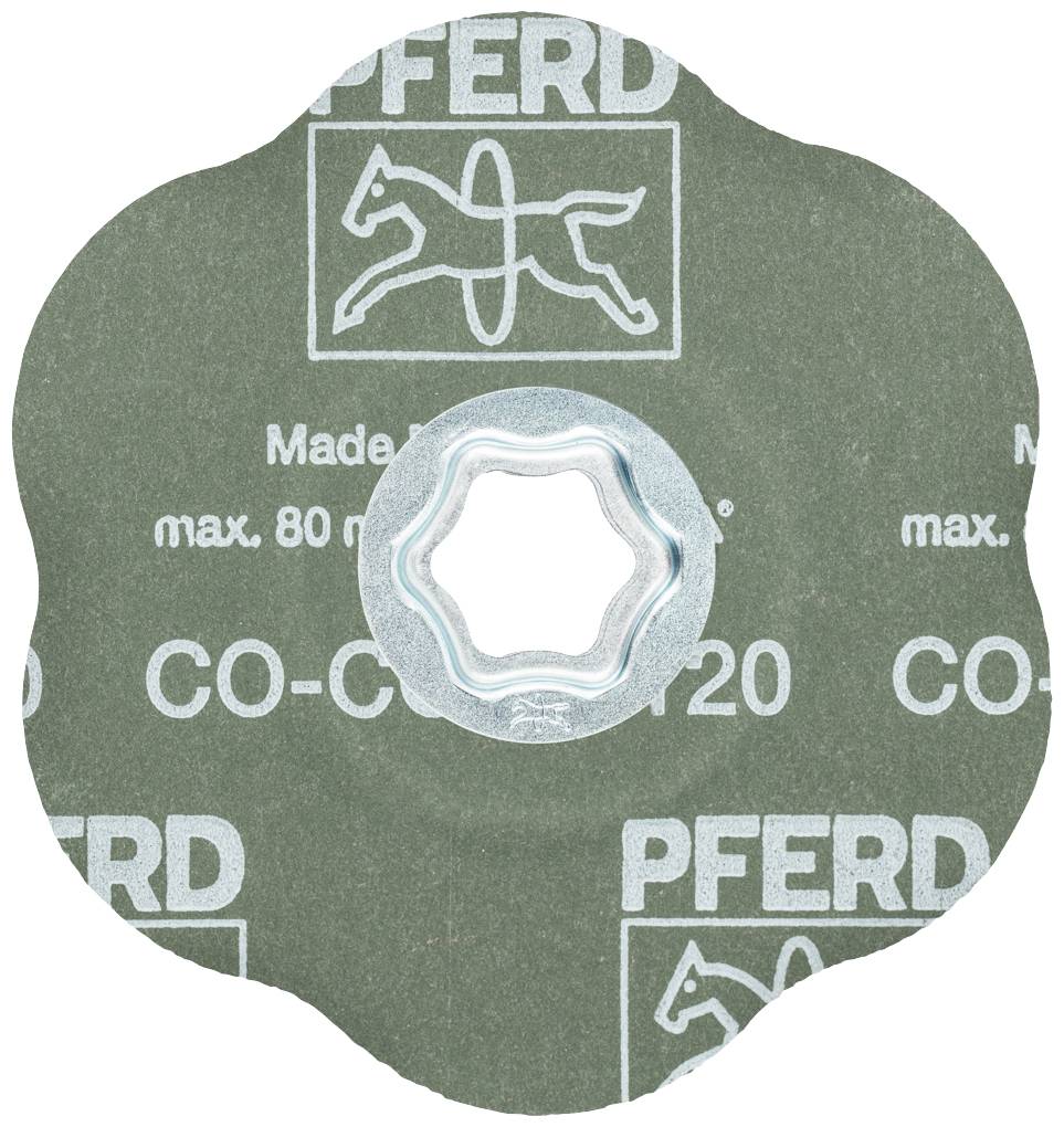 Schleifscheibe mit Pferd-Logo und Text 'Made in', 'max. 80', 'CO-COOL 120'.