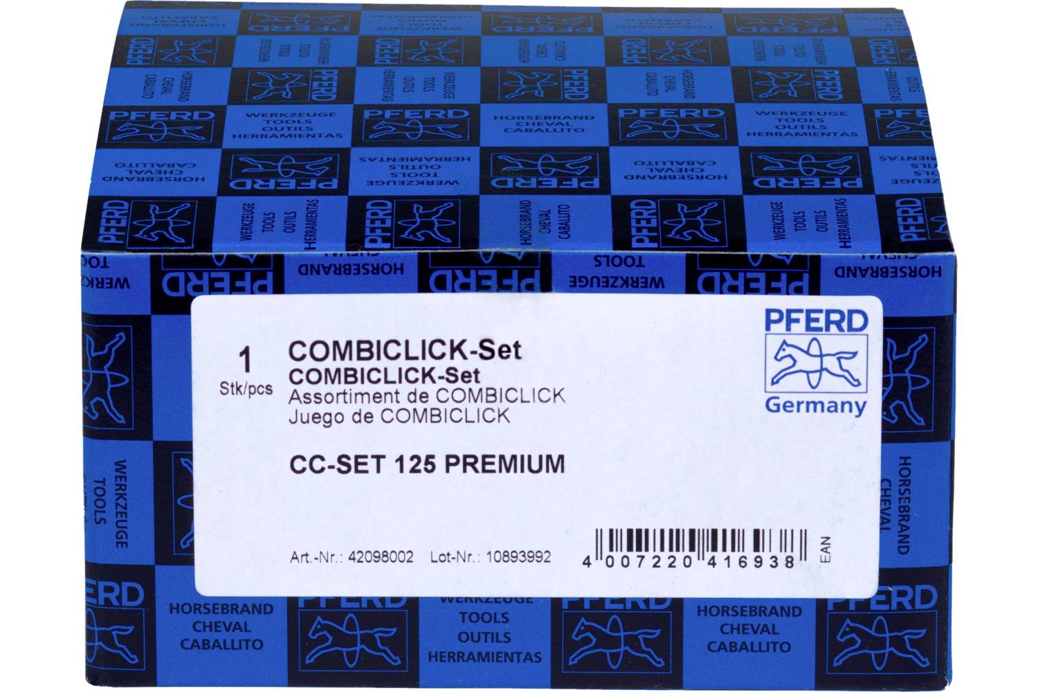 PFERD 42098002 COMBICLICK-Fiberscheiben-Set Keramikkorn Ø125mm CO-COOL 36, 60, 80, 120 mit CC-H-GT-Stützteller für Edelstahl