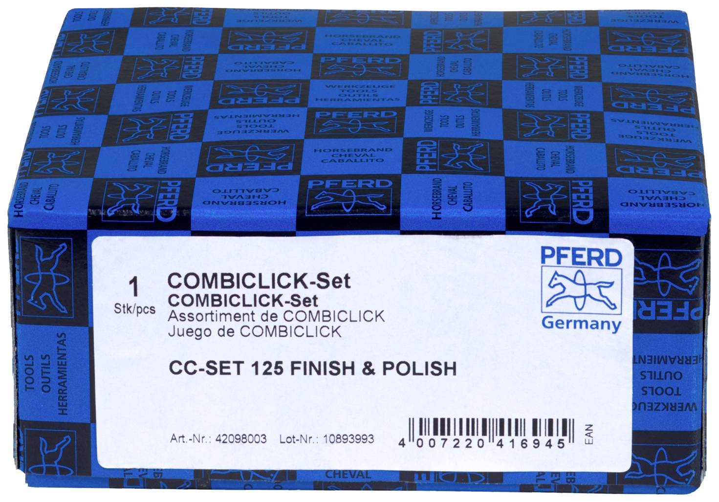 PFERD 42098003 COMBICLICK-Vliesronden-Set Ø125mm VRH A100C, 180M, 240F und PNER W F mit CC-H-GT-Stützteller für Finish