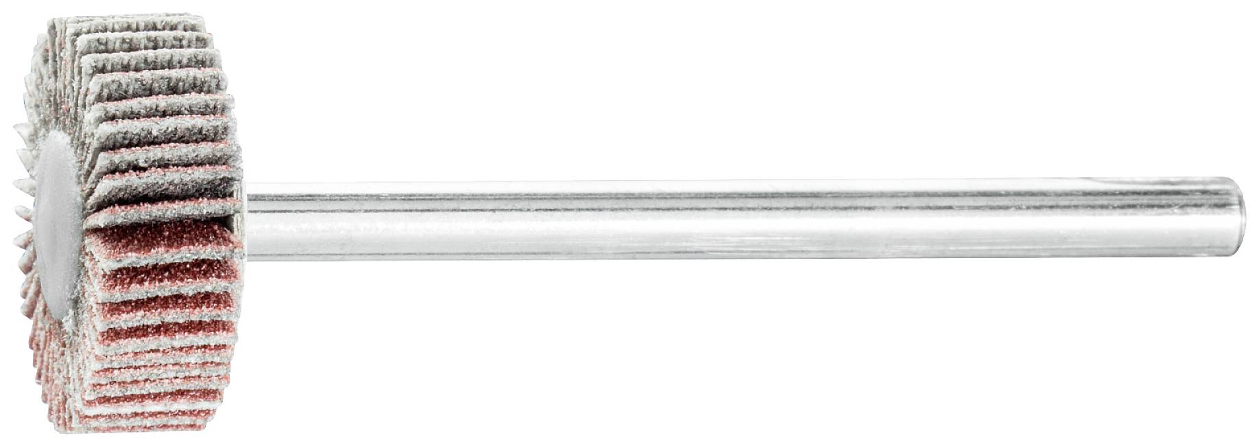 Getriebeschleifwerkzeug mit gefächerten Schleifscheiben an langem Metallgriff, verwendet zur Oberflächenbearbeitung.