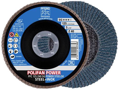 PFERD TOOLS 69398198 Fächerschleifscheibe Durchmesser 125 mm Körnung (num)=40 2 St.