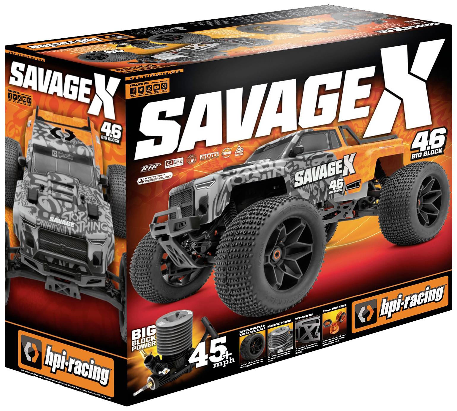 HPI Racing Savage X 4.6 GT-6 1:8 RC Modellauto Nitro Monstertruck Allradantrieb (4WD) RtR 2,4GHz