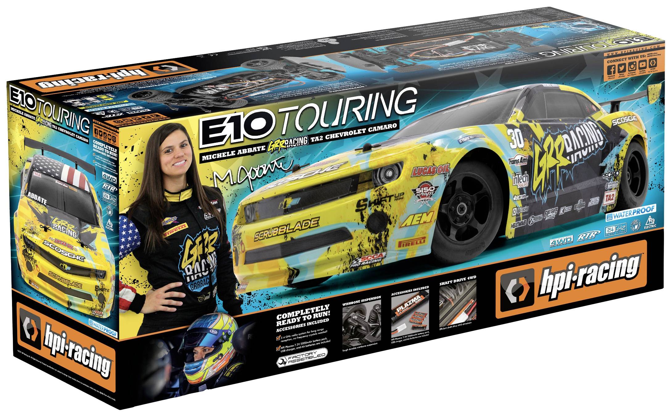 HPI Racing E10 Michele Abbate TA2 Camaro 1:10 RC Modellauto Elektro Tourenwagen Allradantrieb (4WD) RtR 2,4GHz