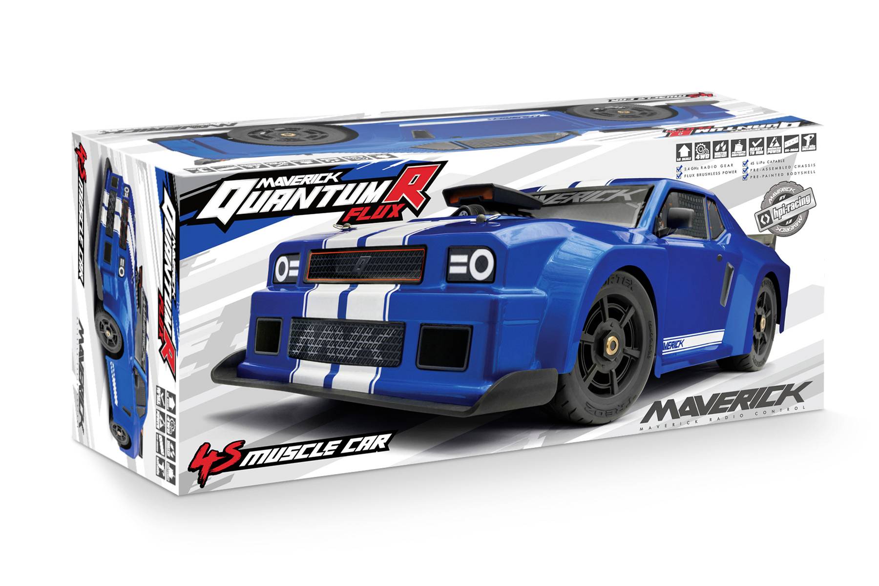 Maverick QuantumR Flux 4S 1/8 Muscle Car Blau Brushless 1:8 RC Modellauto Elektro Sportwagen Allradantrieb (4WD) RtR 2,4GHz