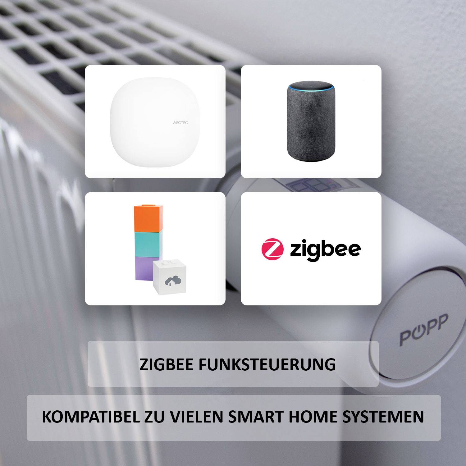 POPP POPZ701721 Smart Thermostat Zigbee Funk-Heizkörperthermostat elektronisch