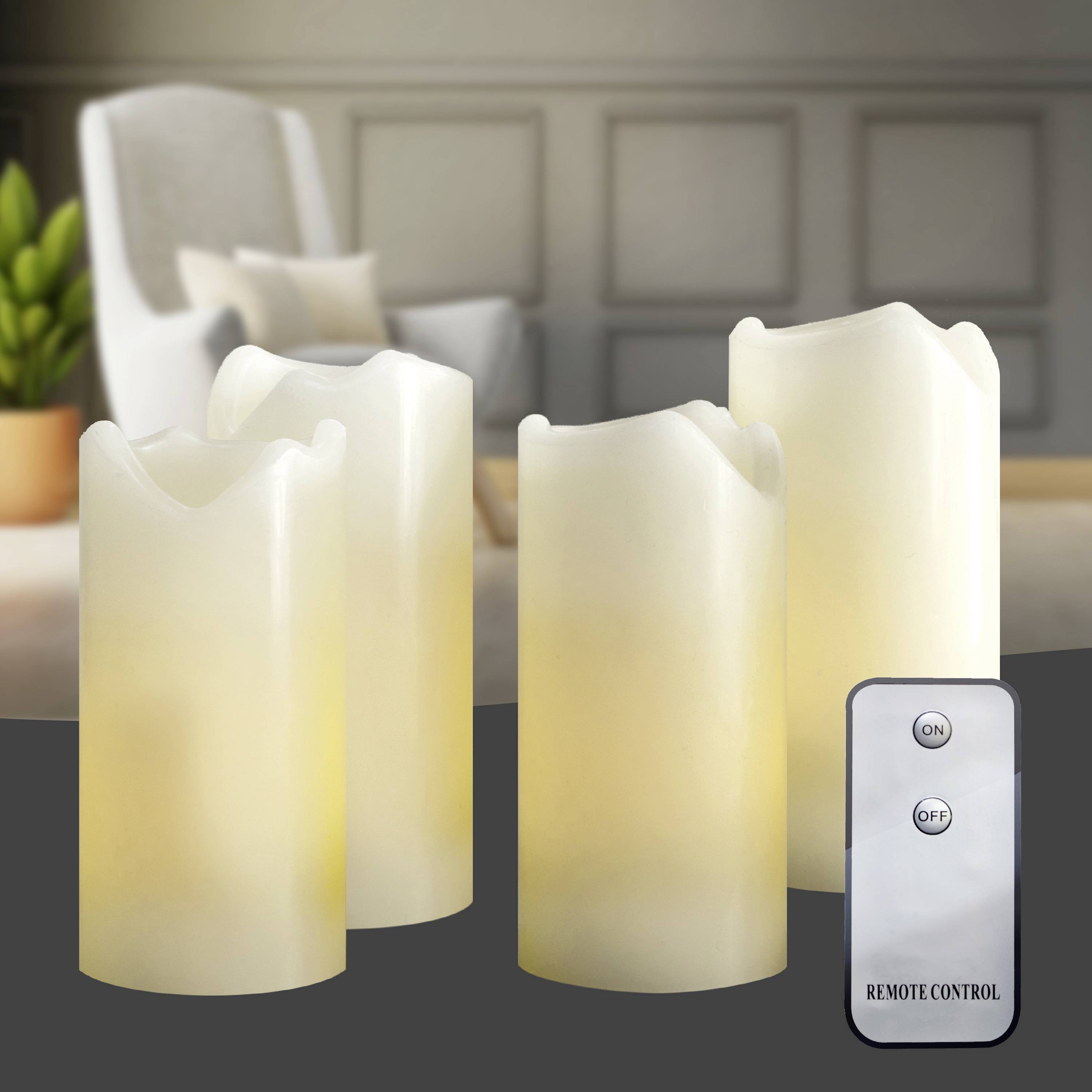 X4-LIFE 701973 LED-Echtwachskerze 4er Set mit Fernbedienung