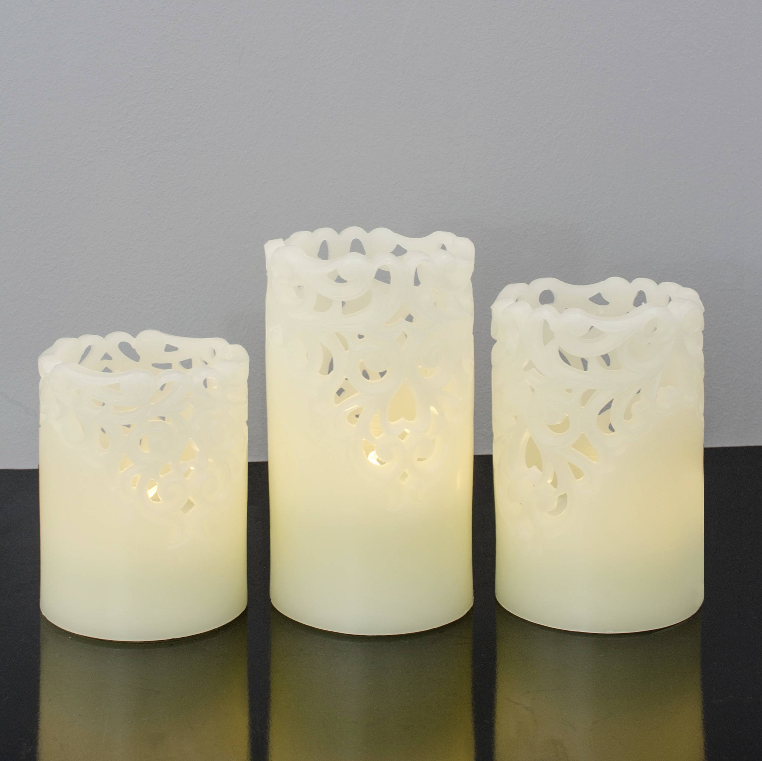 X4-LIFE 701974 LED-Echtwachskerze 3er Set mit Fernbedienung