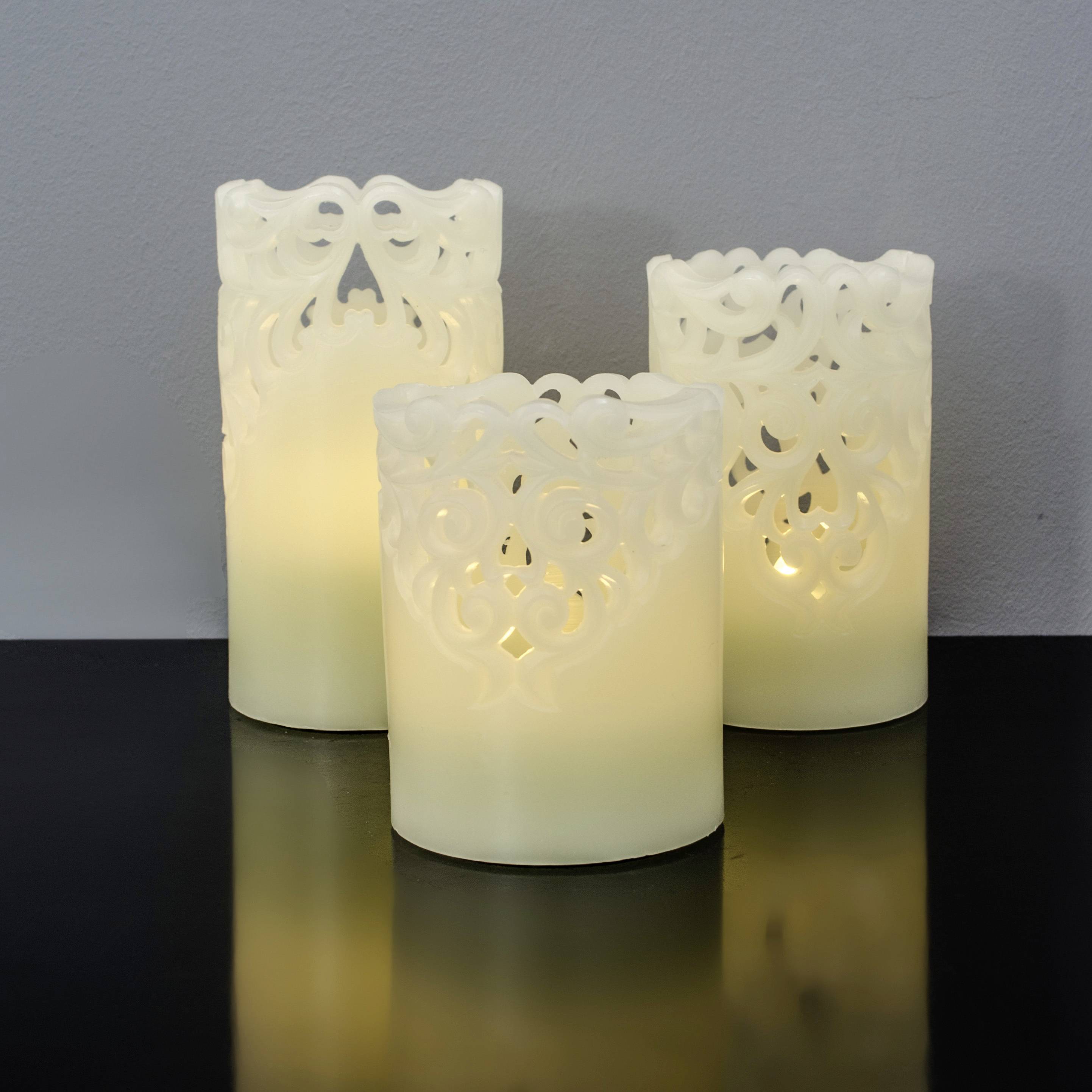 X4-LIFE 701974 LED-Echtwachskerze 3er Set mit Fernbedienung