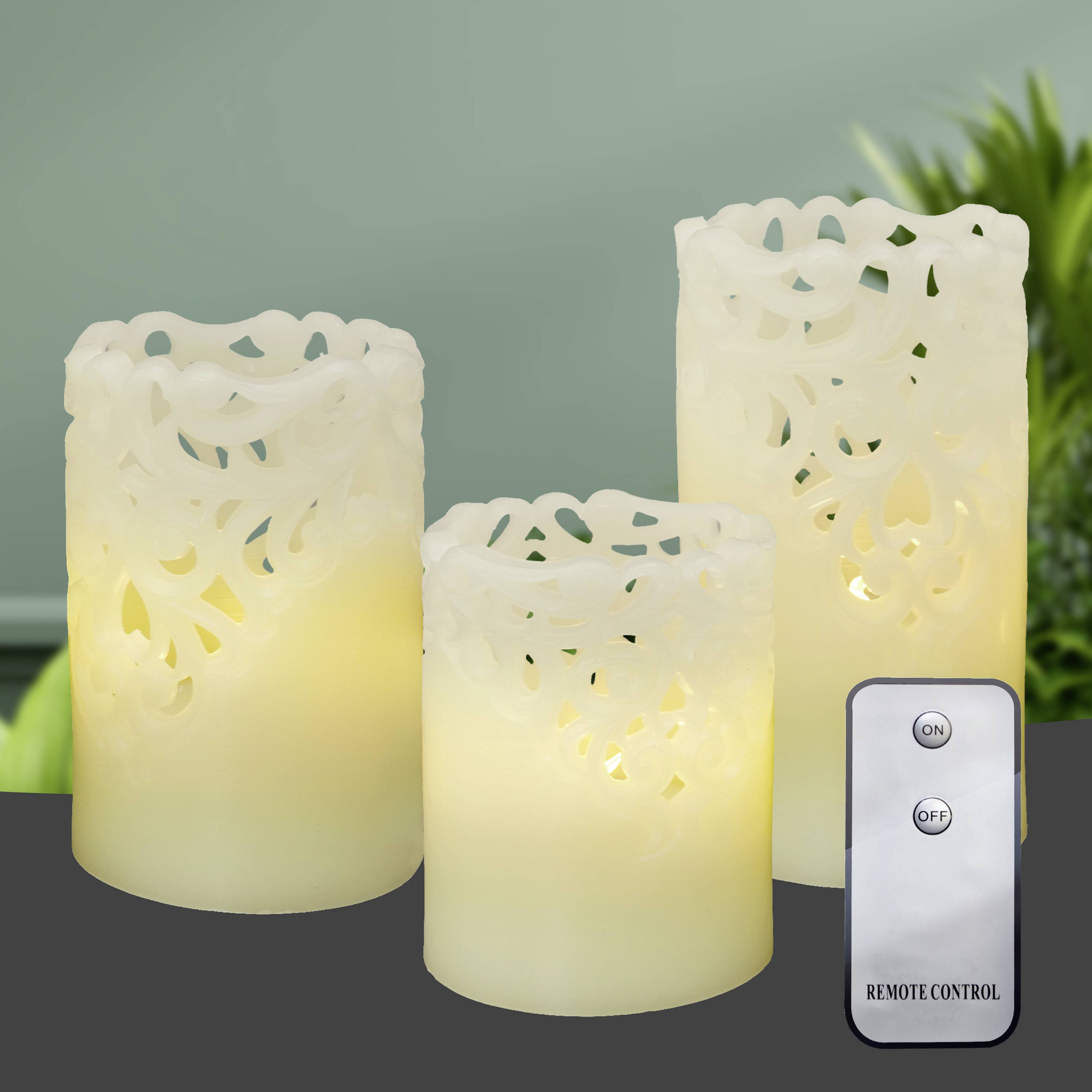 X4-LIFE 701974 LED-Echtwachskerze 3er Set mit Fernbedienung