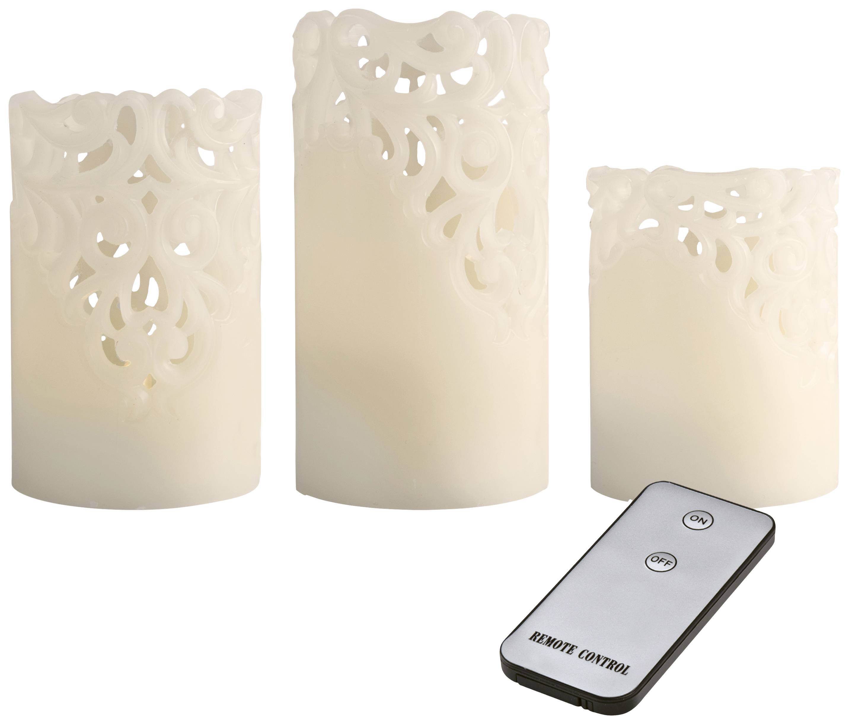 X4-LIFE 701974 LED-Echtwachskerze 3er Set mit Fernbedienung