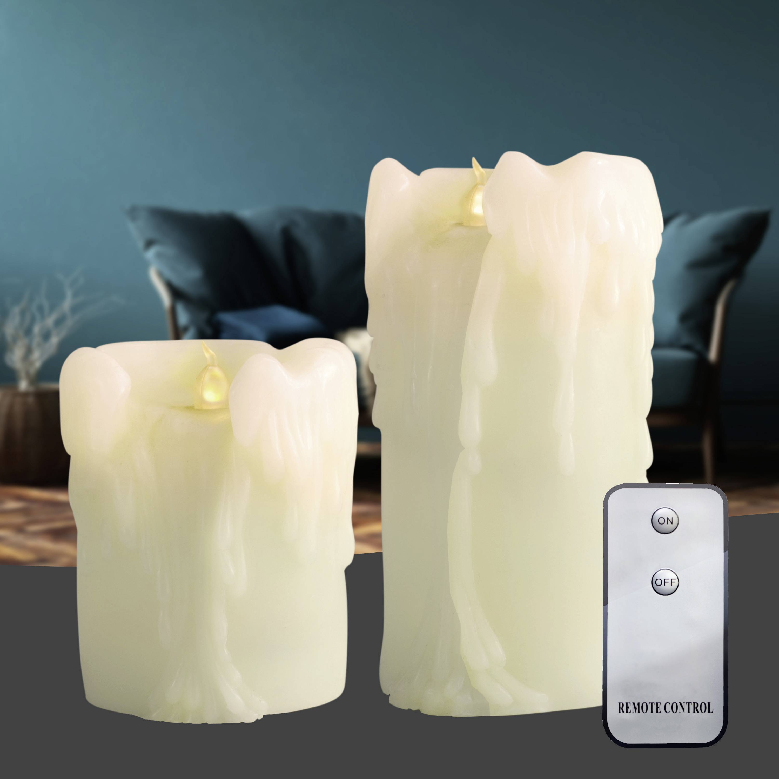 X4-LIFE 701975 LED-Echtwachskerze 2er Set mit Fernbedienung