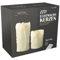 X4-LIFE 701975 LED-Echtwachskerze 2er Set mit Fernbedienung X4-LIFE 701975 LED-Echtwachskerze 2er Set mit Fernbedienung