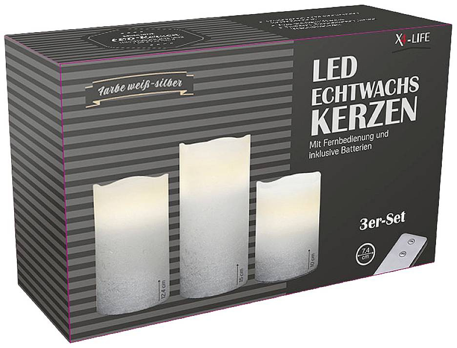 X4-LIFE 701976 LED-Echtwachskerze 3er Set mit Fernbedienung