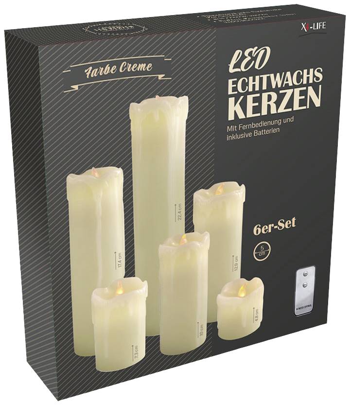 X4-LIFE 701977 LED-Echtwachskerze 6er Set mit Fernbedienung