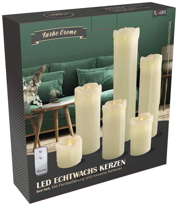 X4-LIFE 701977 LED-Echtwachskerze 6er Set mit Fernbedienung