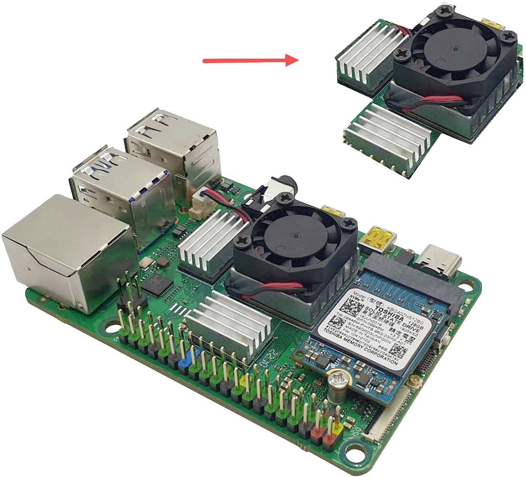Radxa RockPi4C+_Heat-Set Kühlkörper Passend für (Entwicklungskits): Rock Pi Schwarz