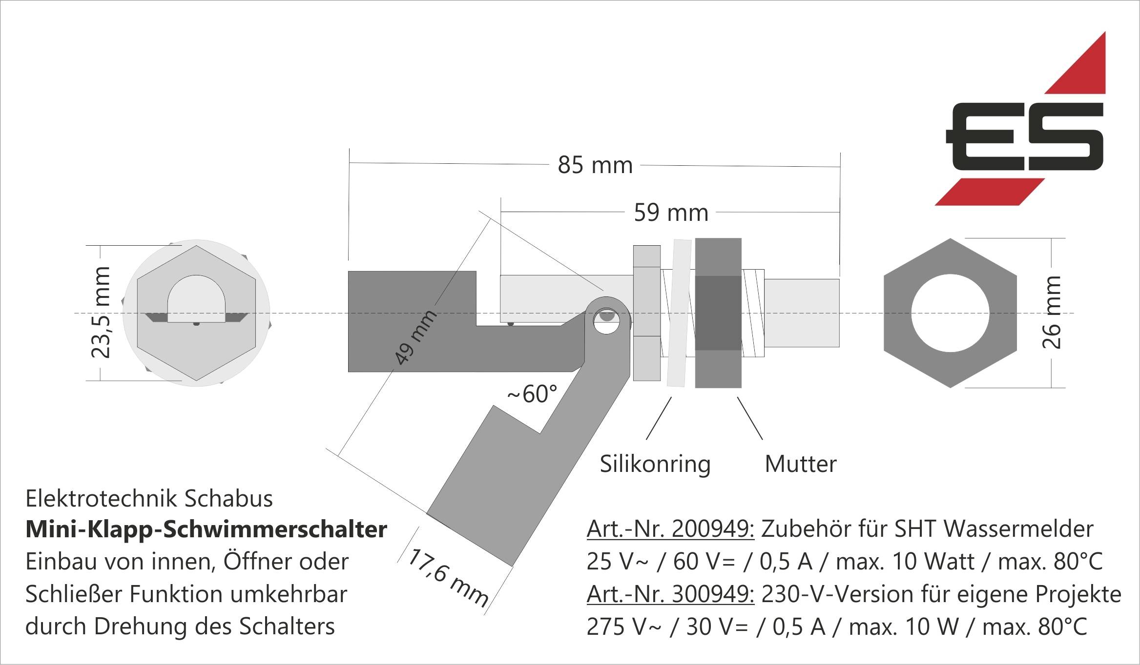 Schabus 300949 Klapp-Schwimmerschalter