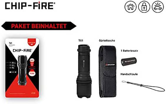 Ledlenser TX1 LED Taschenlampe mit Handschlaufe, mit Stroboskopmodus batteriebetrieben 350lm 5.5h 98g