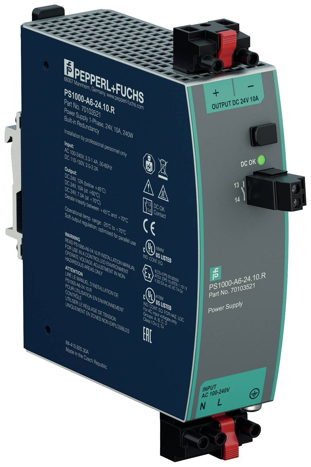 Pepperl+Fuchs 70103521 Hutschienen-Netzteil (DIN-Rail) 24 V/DC 10 A 240 W Inhalt 1 St.