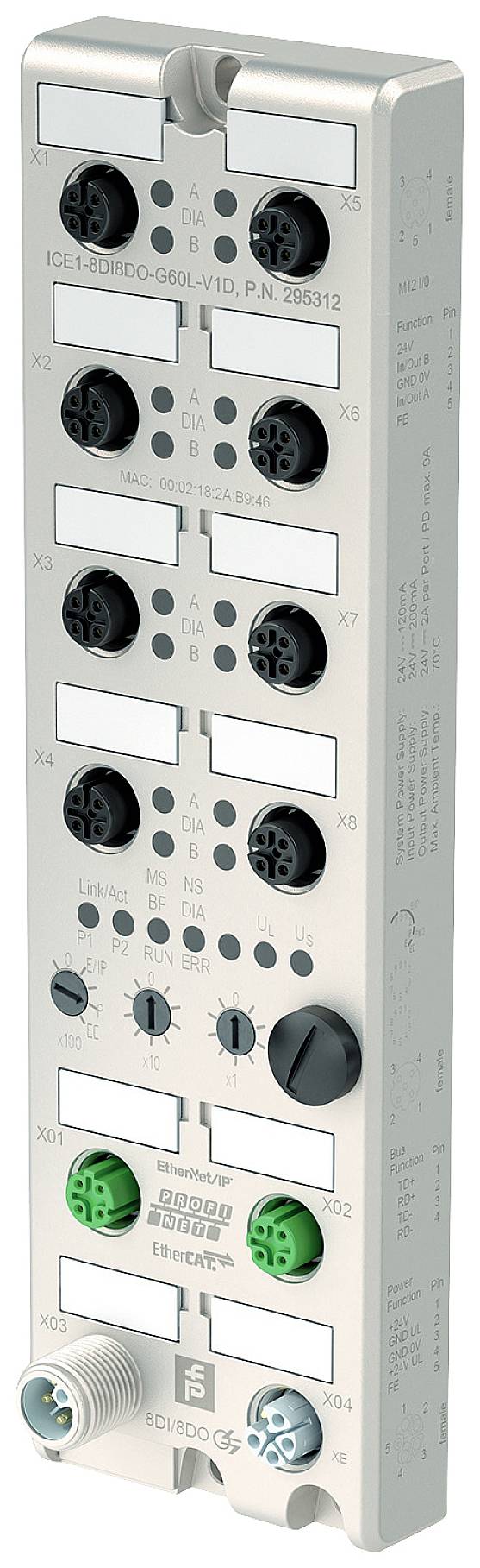 Pepperl+Fuchs 70103603 ICE1-8IOL-S2-G60L-V1D I/O Modul 24 V/DC 1St.