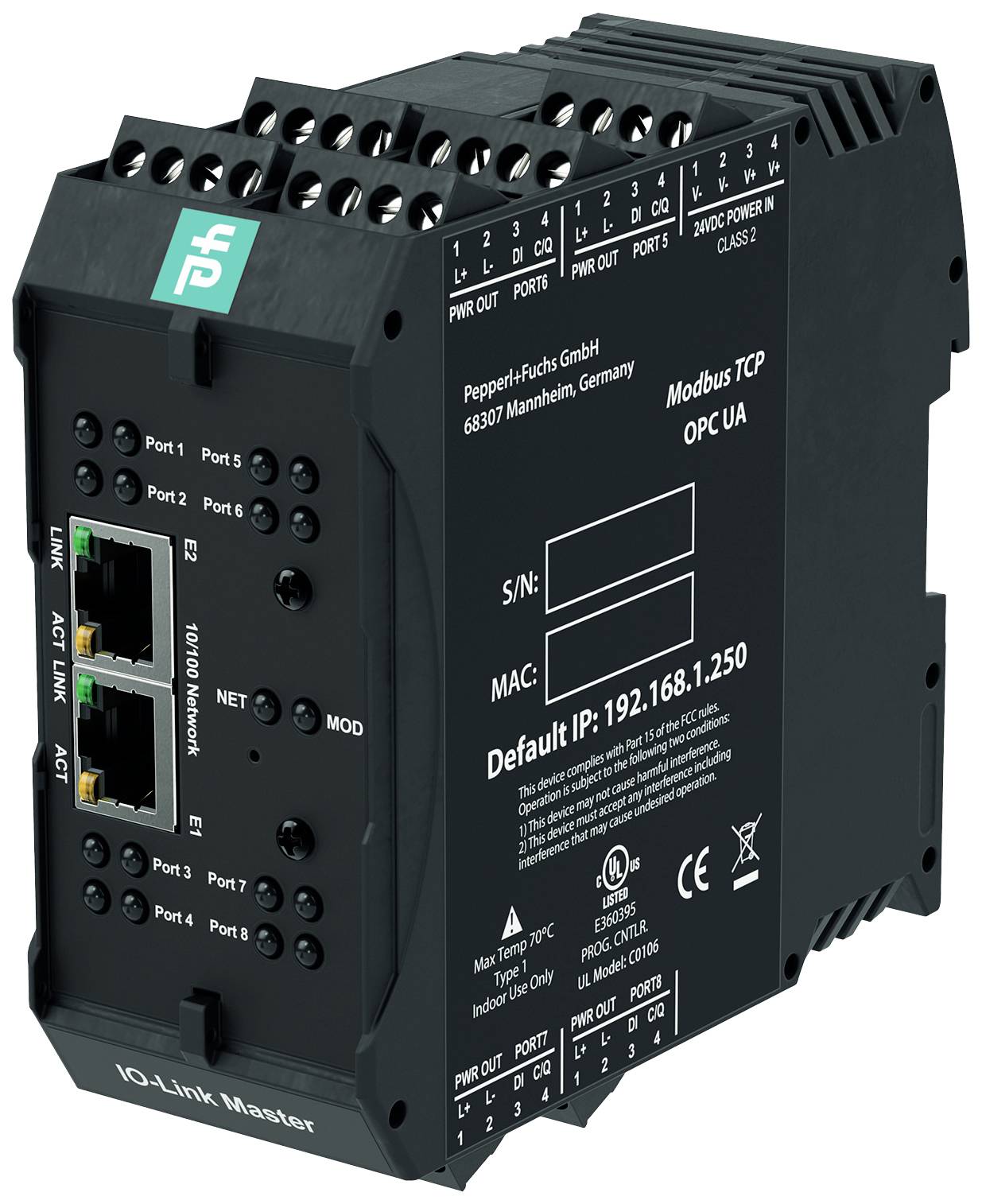 Pepperl+Fuchs 70104878 ICE3-8IOL-K45S-RJ45 I/O Modul 24 V/DC 1St.