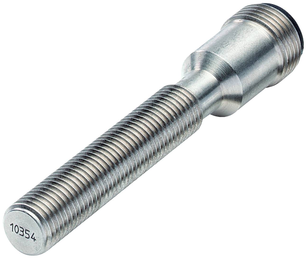 Silberner Metallbolzen mit Gewinde, zylindrischer Form und einer flachen Endstücknummer '10354'.