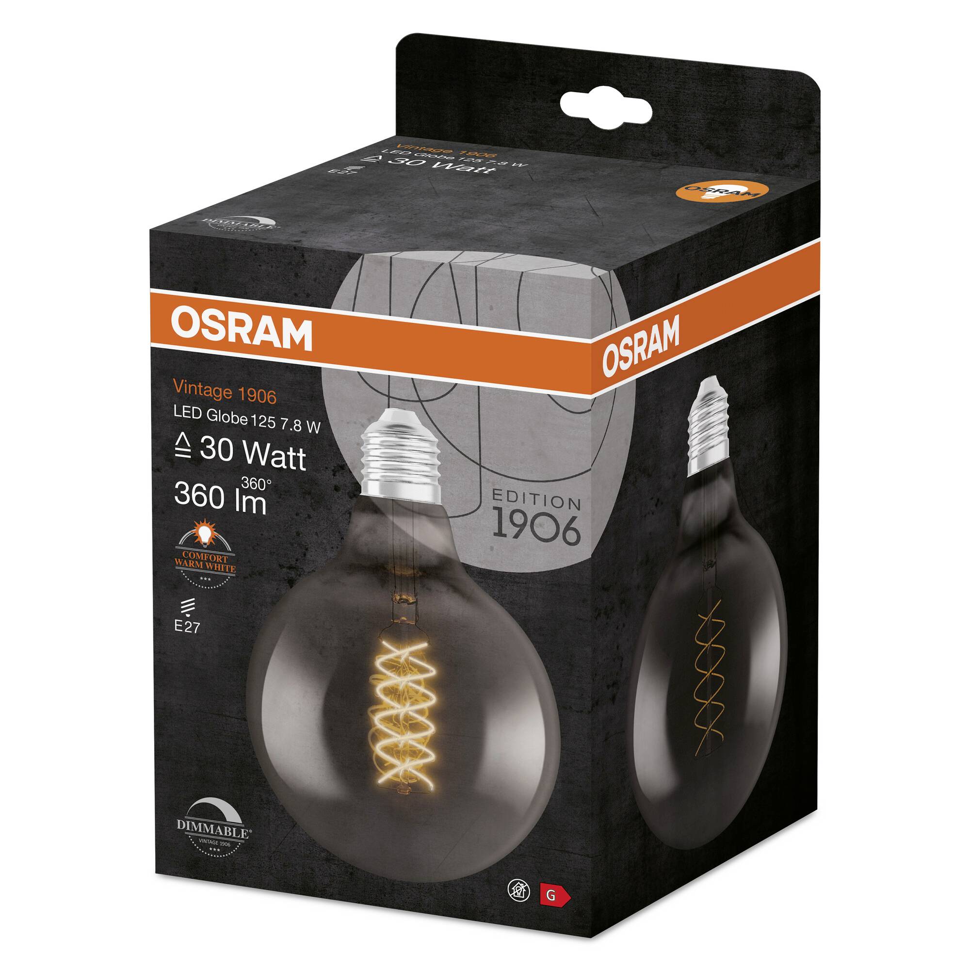 OSRAM HOMELIGHTING 4058075761254 LED EEK G (A - G) E27 Globeform 7.8W = 30W Warmweiß (Ø x H) 124mm x 124mm 1St.