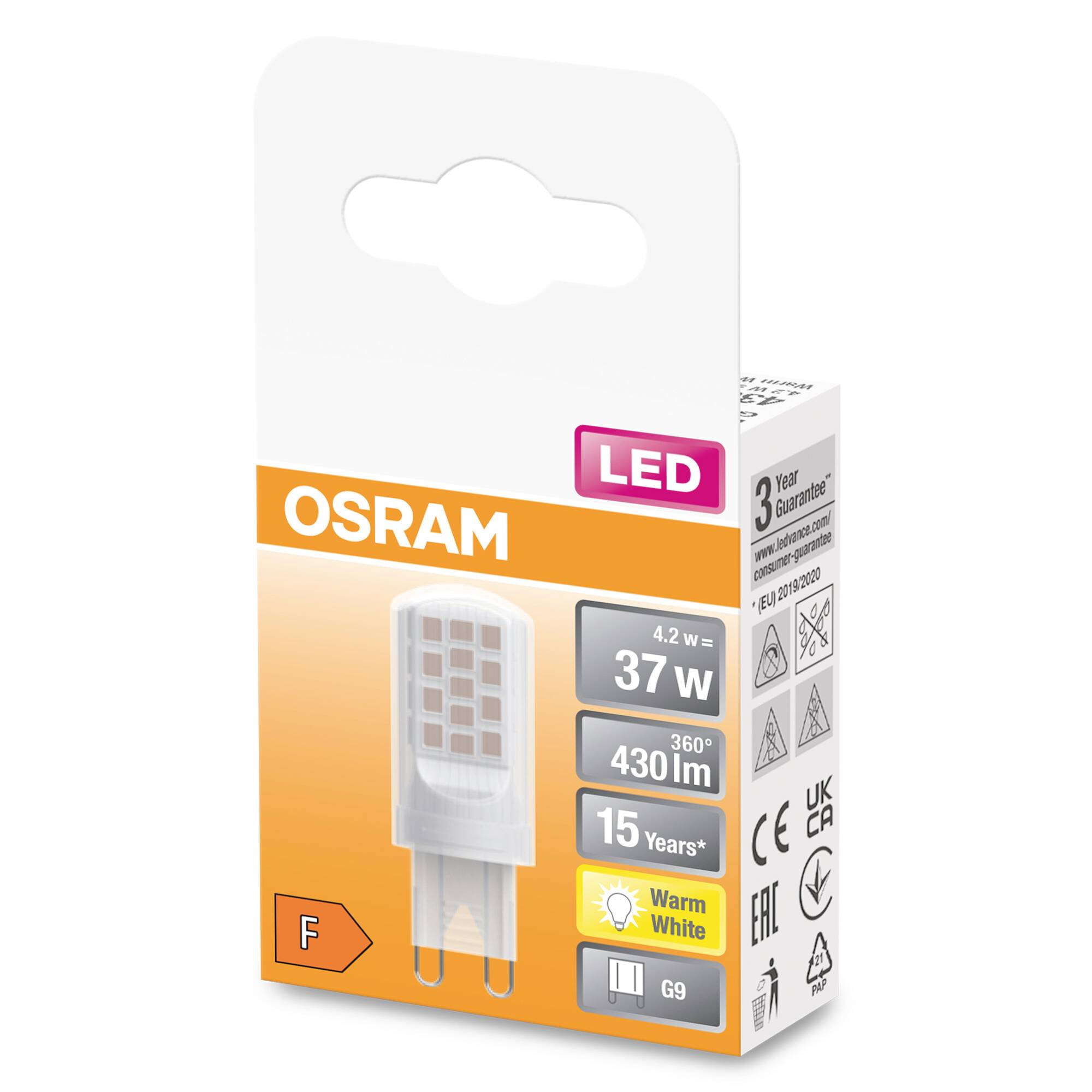 OSRAM HOMELIGHTING 4058075757981 LED EEK F (A - G) E27 Spezialform 4.2W = 37W Warmweiß (Ø x H) 19mm x 19mm 1St.
