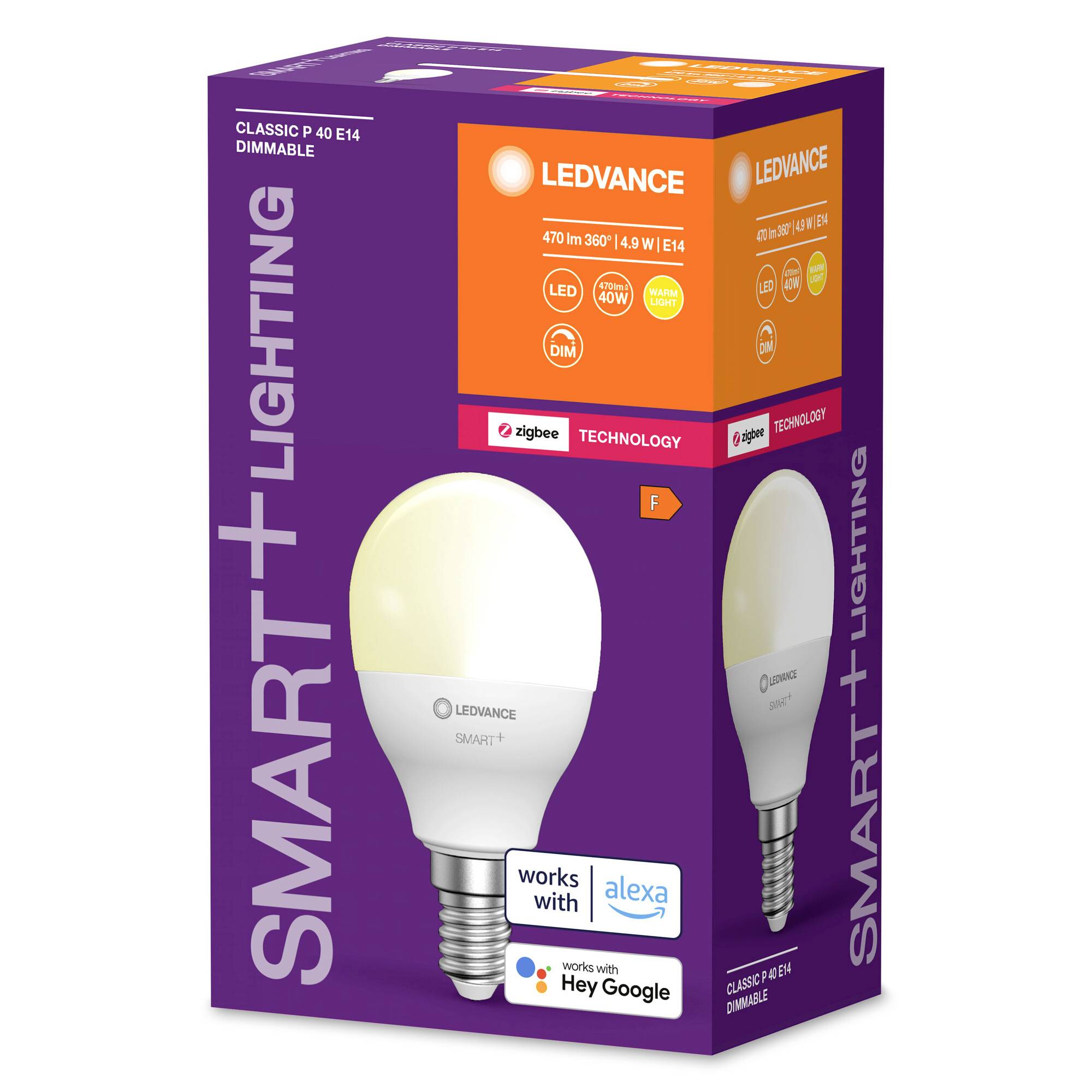 LEDVANCE 4058075729100 LED EEK F (A - G) E14 Tropfenform 4.9W = 40W Warmweiß (Ø x H) 47mm x 47mm 1St.