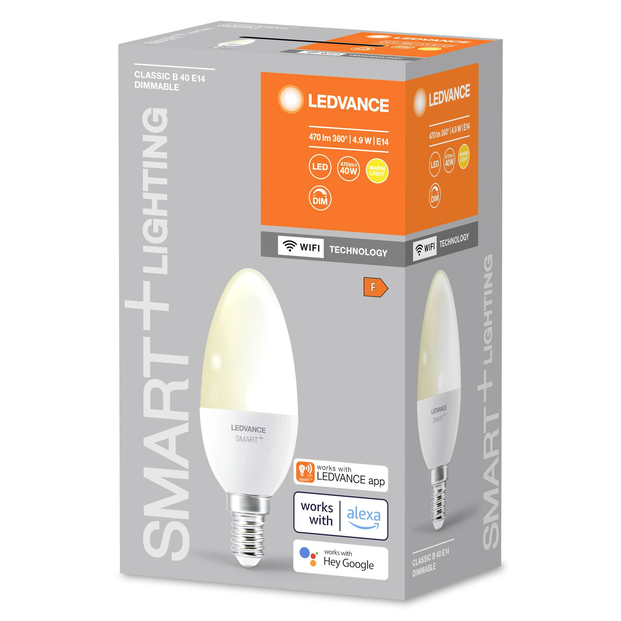 LEDVANCE 4058075778559 LED EEK F (A - G) E14 Kerzenform 4.9 W = 40 W Warmweiß (Ø x H) 39 mm x 39 mm 1 St.