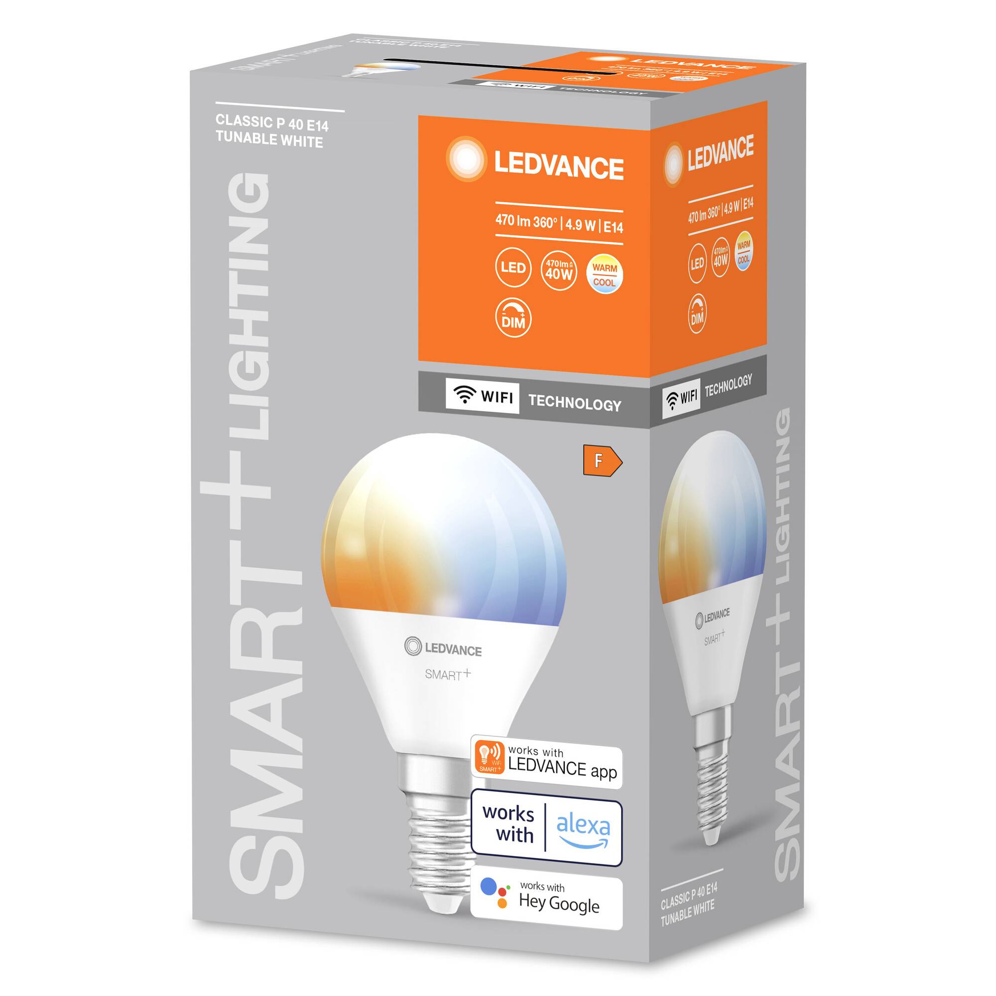 LEDVANCE 4058075778634 LED EEK F (A - G) E14 Tropfenform 4.9 W = 40 W Warmweiß bis Kaltweiß (Ø x H) 47 mm x 47 mm 1 St.