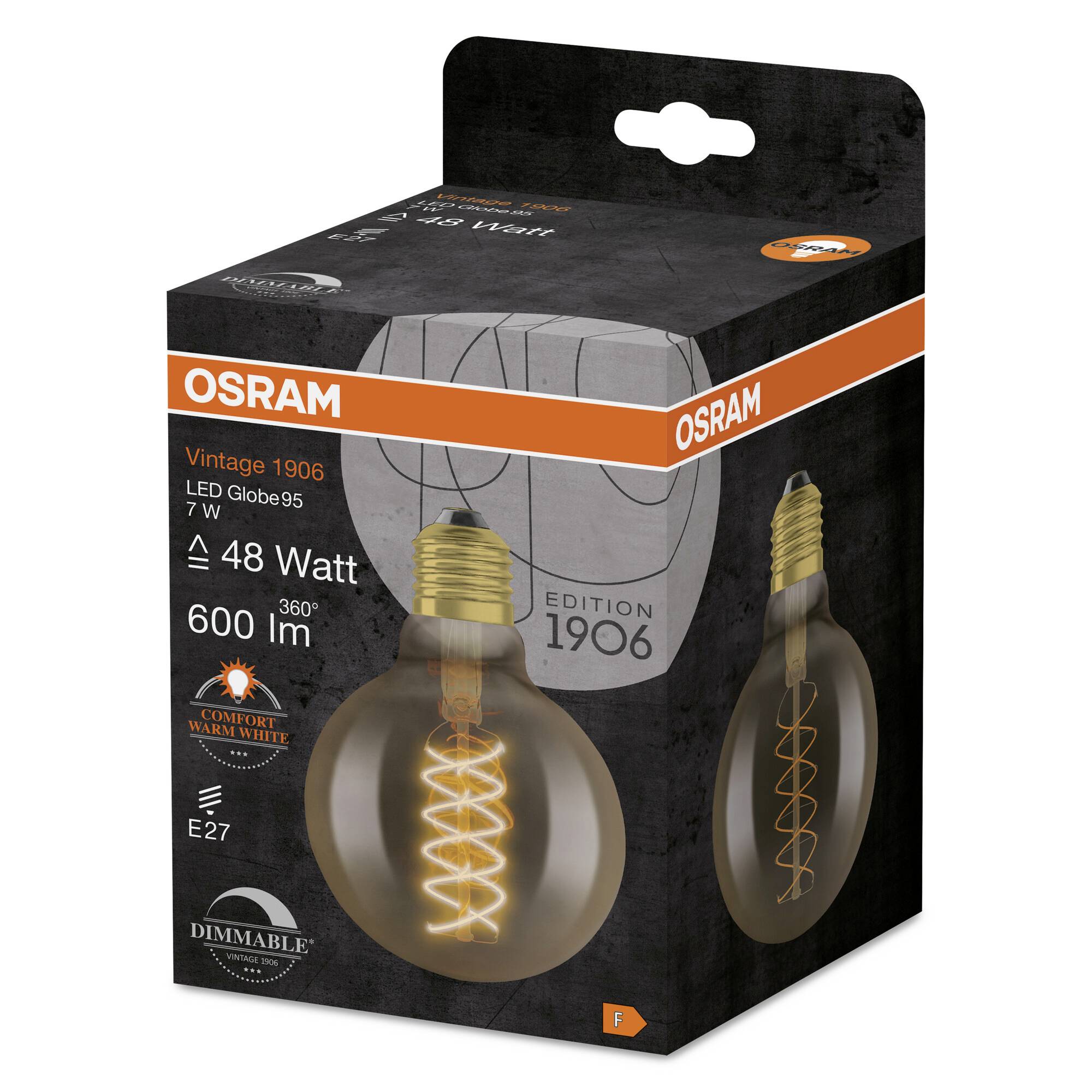 OSRAM HOMELIGHTING 4058075761636 LED EEK F (A - G) E27 Globeform 7W = 48W Warmweiß (Ø x H) 95mm x 95mm 1St.