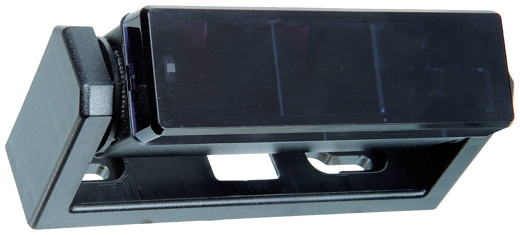 Ein rechteckiger, schwarzer, an der Seite montierter Sensor. Er scheint für Erkennungs- oder Sicherheitszwecke in verschiedenen Anwendungen gedacht zu sein.