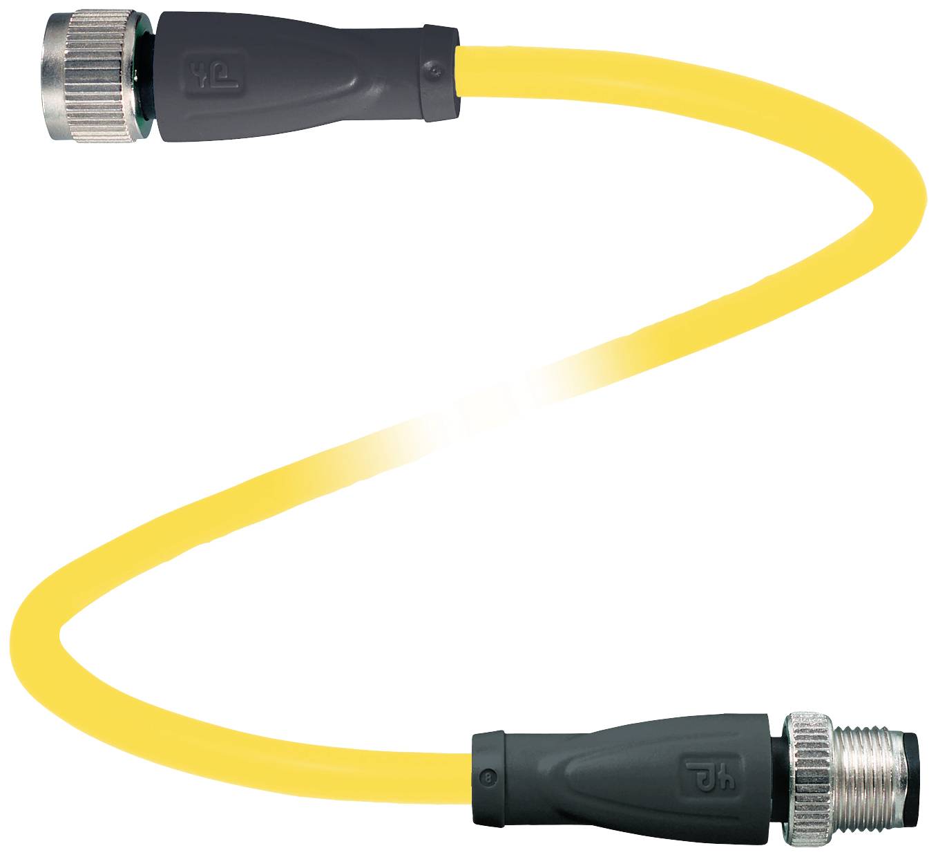 Gelbes flexibles Gasschlauch mit schwarzen Anschlüssen an beiden Enden. Verwendet zur Verbindung von Gasgeräten mit der Gasversorgung.