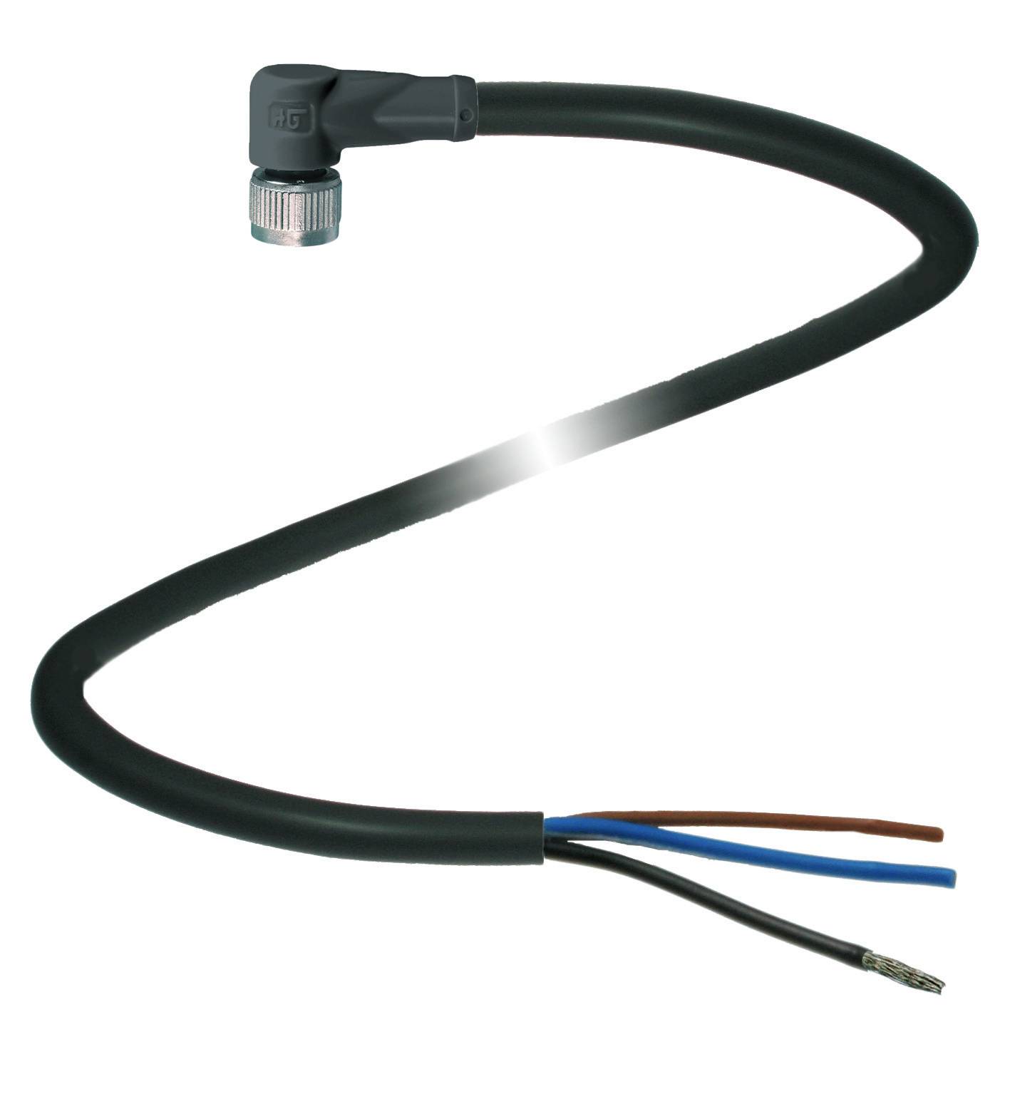 Schwarzes Kabel mit Kunststoffstecker am rechten Ende, offene Drähte an der linken Seite, geeignet für elektrische Verbindungen.